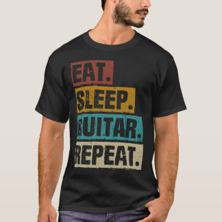 Eat Sleep Gitarre Wiederholung Retro Vintag Guitar T-Shirt