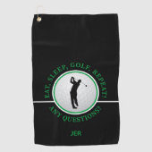 Eat Sleep Golf Wiederholung Funny Golfer Black Gre Golfhandtuch (Vorderseite)