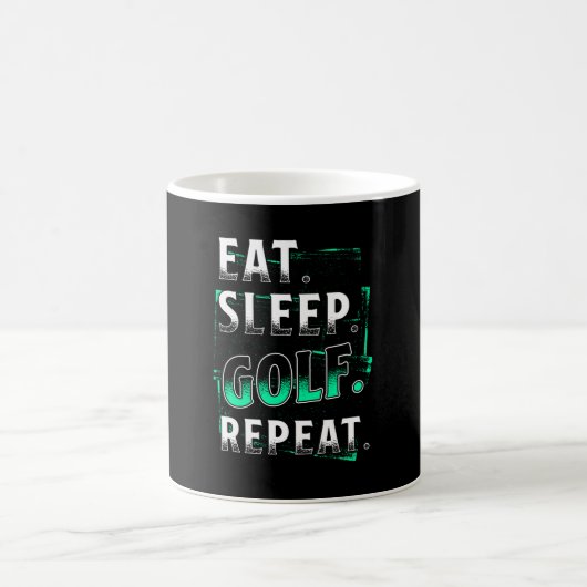 Eat Sleep Golf Wiederholung Kaffeetasse (Mittel)