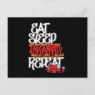 Eat Sleep Graffiti Repeat Spray Paintings Postkarte