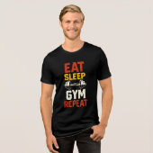 "Eat Sleep Gym Repeat Fitness T - Shirt" Tri-Blend Shirt (Vorderseite voll)