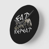 Eat Sleep Gym Repeat Funny Quote Runde Wanduhr (Winkel)