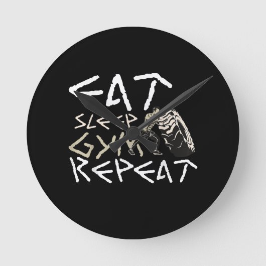 Eat Sleep Gym Repeat Funny Quote Runde Wanduhr (Vorderseite)