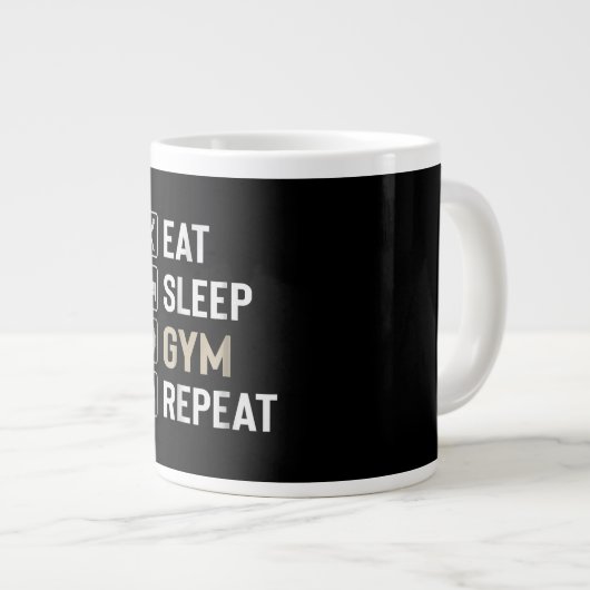 Eat Sleep Gym Wiederholung perfekte Geschenk Worko Jumbo-Tasse (Vorderseite Rechts)