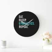 Eat. Sleep. Gymnastics. Repeat. Große Wanduhr (Zuhause)