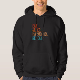 Eat Sleep Harmonica Wiederholung Funny Vintag Musi Hoodie