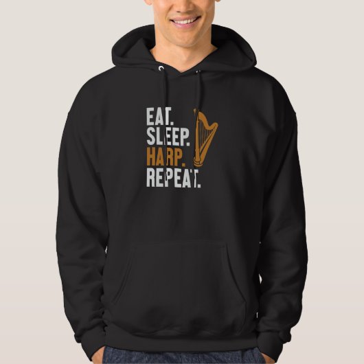 Eat Sleep Harp Repeat Harpist Konghou Pedal Harp H Hoodie (Vorderseite)
