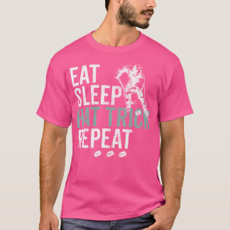 Eat Sleep Hat Trick Wiederholung Coolen Eishockey T-Shirt