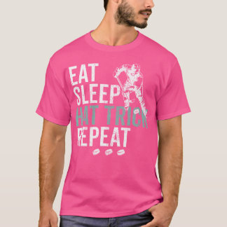 Eat Sleep Hat Trick Wiederholung Coolen Eishockey T-Shirt