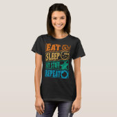 Eat Sleep Hit Stuff Repeat Retro Blacksmith Anvil T-Shirt (Vorne ganz)