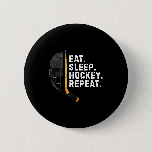 Eat Sleep Hockey Repea Funny Cool Hockey Player Button (Vorderseite)