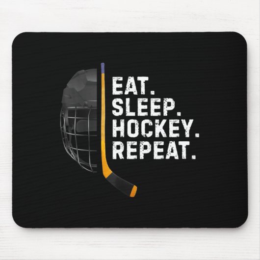 Eat Sleep Hockey Repea Funny Cool Hockey Player Mousepad (Vorne)