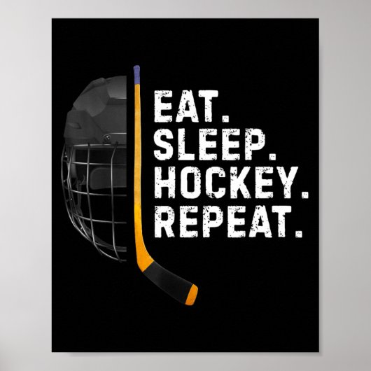 Eat Sleep Hockey Repea Funny Cool Hockey Player Poster (Vorne)