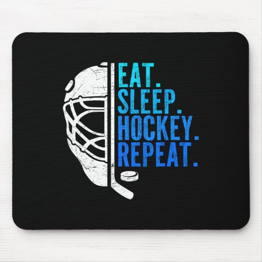 Eat Sleep Hockey Repeat Funny Boys Hockey Player Mousepad (Vorne)