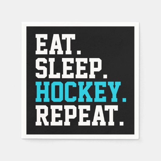 Eat Sleep Hockey Repeat - Hockey Liebhaber Serviette (Vorderseite)