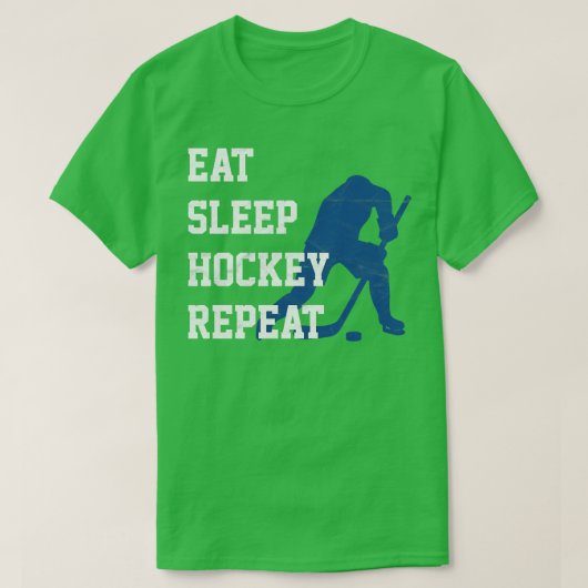 Eat Sleep Hockey Repeat Hockey Player T-Shirt (Design vorne)