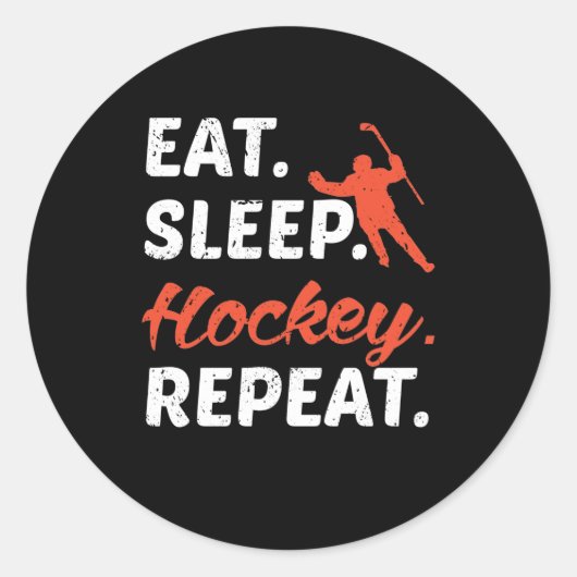 Eat Sleep Hockey Repeat Runder Aufkleber (Vorderseite)
