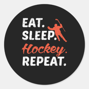 Eat Sleep Hockey Repeat Runder Aufkleber