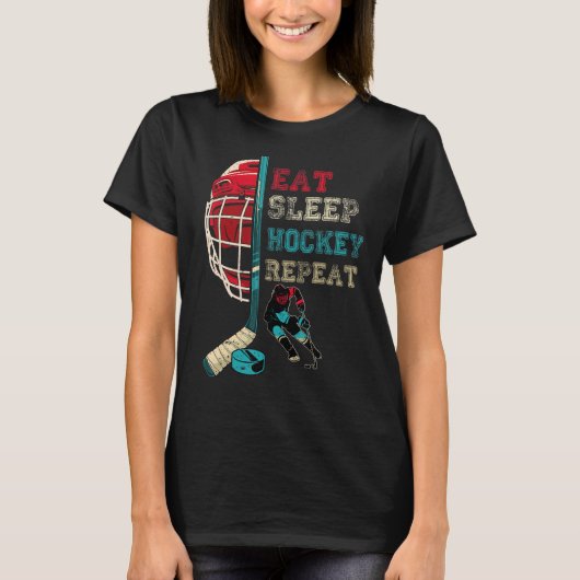 Eat Sleep Hockey Repeat vintage T-Shirt (Vorderseite)