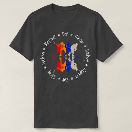 Eat Sleep Hockey Wiederholung Artful Colorful Hock T-Shirt (Design vorne)