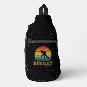 Eat Sleep Hockey Wiederholung Crossbody Bag