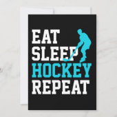 Eat Sleep Hockey Wiederholung Einladung (Vorderseite)