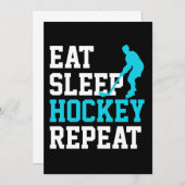 Eat Sleep Hockey Wiederholung Einladung (Vorne/Hinten)