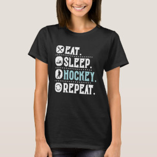 Eat Sleep Hockey Wiederholung Funny Hockey Retro V T-Shirt