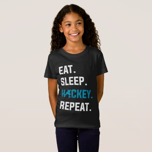 Eat Sleep Hockey Wiederholung Goalkeeper Toralie P T-Shirt (Vorne ganz)