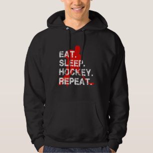Eat Sleep Hockey Wiederholung Herren Eishockey Spi Hoodie