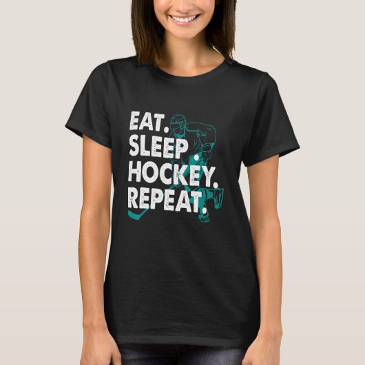 Eat Sleep Hockey Wiederholung Hockey Kids Jugend F T-Shirt (Vorderseite)