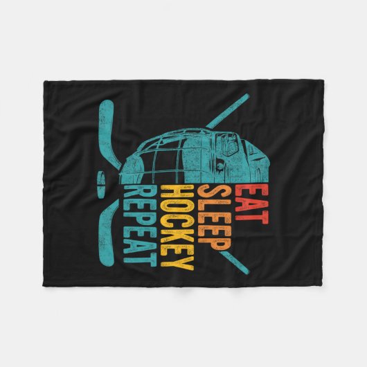 Eat Sleep Hockey Wiederholung Hockey Spaß Eishocke Fleecedecke (Vorderseite (Horizontal))