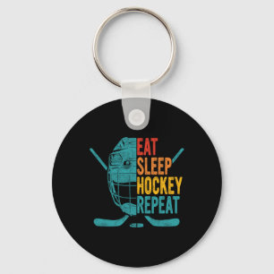 Eat Sleep Hockey Wiederholung Hockey Spaß Eishocke Schlüsselanhänger