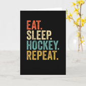 Eat Sleep Hockey Wiederholung Karte (Gelbe Blume)