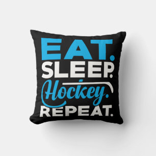 Eat Sleep Hockey Wiederholung Kissen
