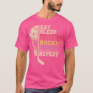 Eat Sleep Hockey Wiederholung Männer Jungs Kind Fu T-Shirt