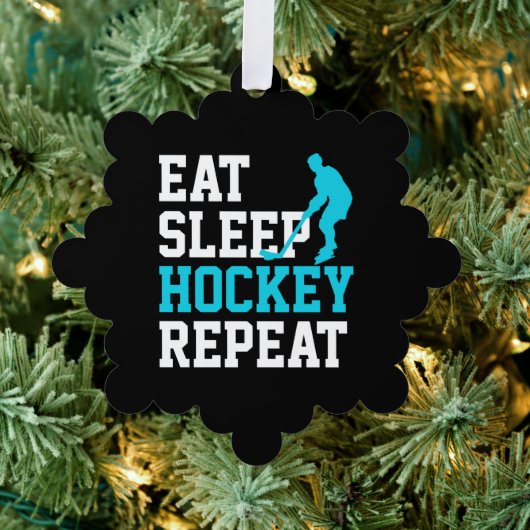 Eat Sleep Hockey Wiederholung Ornament Karte (Insitu (Baum))