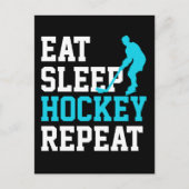 Eat Sleep Hockey Wiederholung Postkarte (Vorderseite)