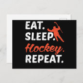 Eat Sleep Hockey Wiederholung Postkarte (Vorne/Hinten)