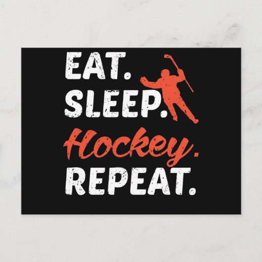 Eat Sleep Hockey Wiederholung Postkarte (Vorderseite)
