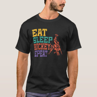 Eat Sleep Hockey Wiederholung Retro Vintag T-Shirt