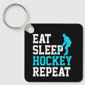 Eat Sleep Hockey Wiederholung Schlüsselanhänger (Vorderseite)