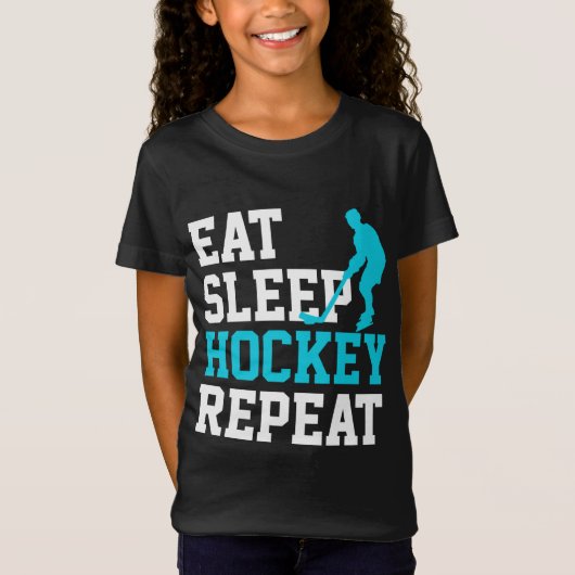 Eat Sleep Hockey Wiederholung T-Shirt (Vorderseite)
