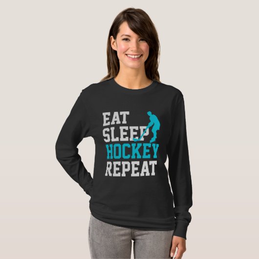 Eat Sleep Hockey Wiederholung T-Shirt (Vorne ganz)