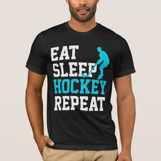 Eat Sleep Hockey Wiederholung T-Shirt (Vorderseite)