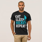Eat Sleep Hockey Wiederholung T-Shirt (Vorne ganz)