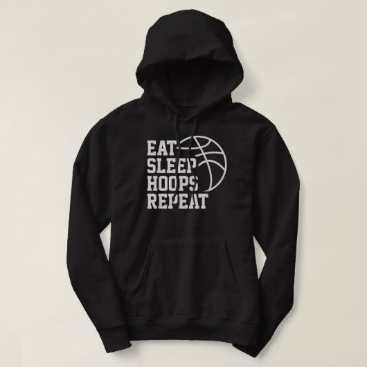 Eat Sleep Hoops Repeat Funny Saying Quote Basketba Hoodie (Design vorne)