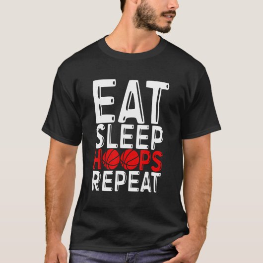 Eat Sleep Hoops Repeat T-Shirt (Vorderseite)