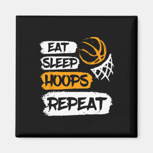Eat Sleep Hoops Wiederholen Vintag Bysketbyll Spri Magnet