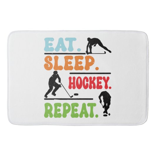 Eat Sleep Ice Hockey Wiederholung Badematte (Vorderseite)